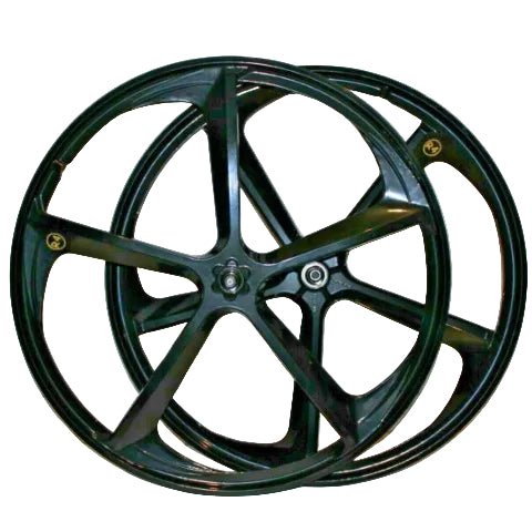 Premium 29″ CNC BMX Cruiser 5 - Spoke Alloy Rims Bicycle Sealed Wheel Set, Gloss Black, Non CNC for Disc Brakes - R4 Products