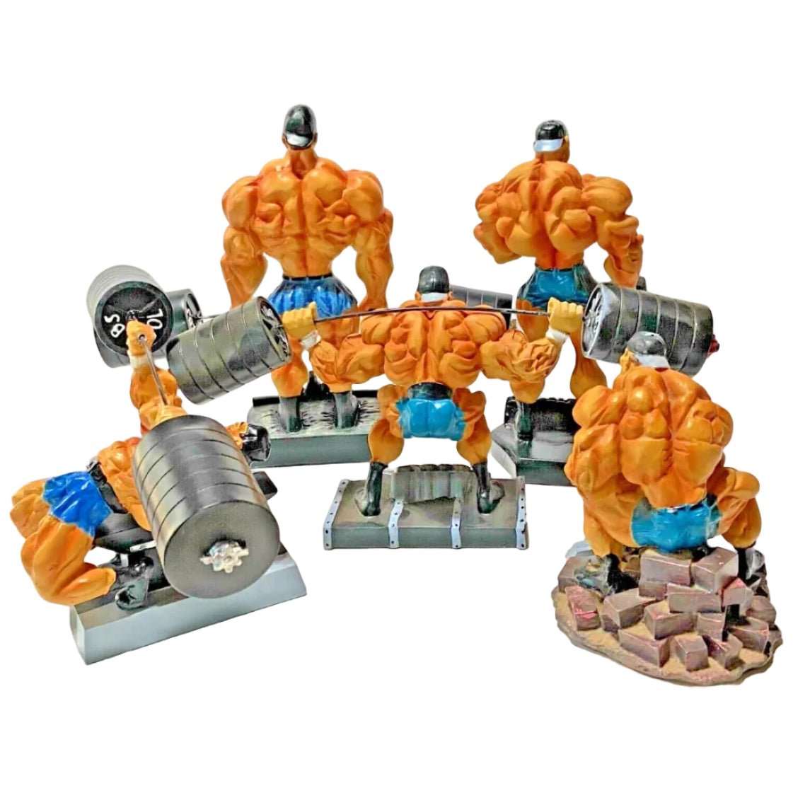 Xtreme Workout Figurine Bodybuilding Weightlifting Collectible Statues, 5 Piece Set - R4 Products