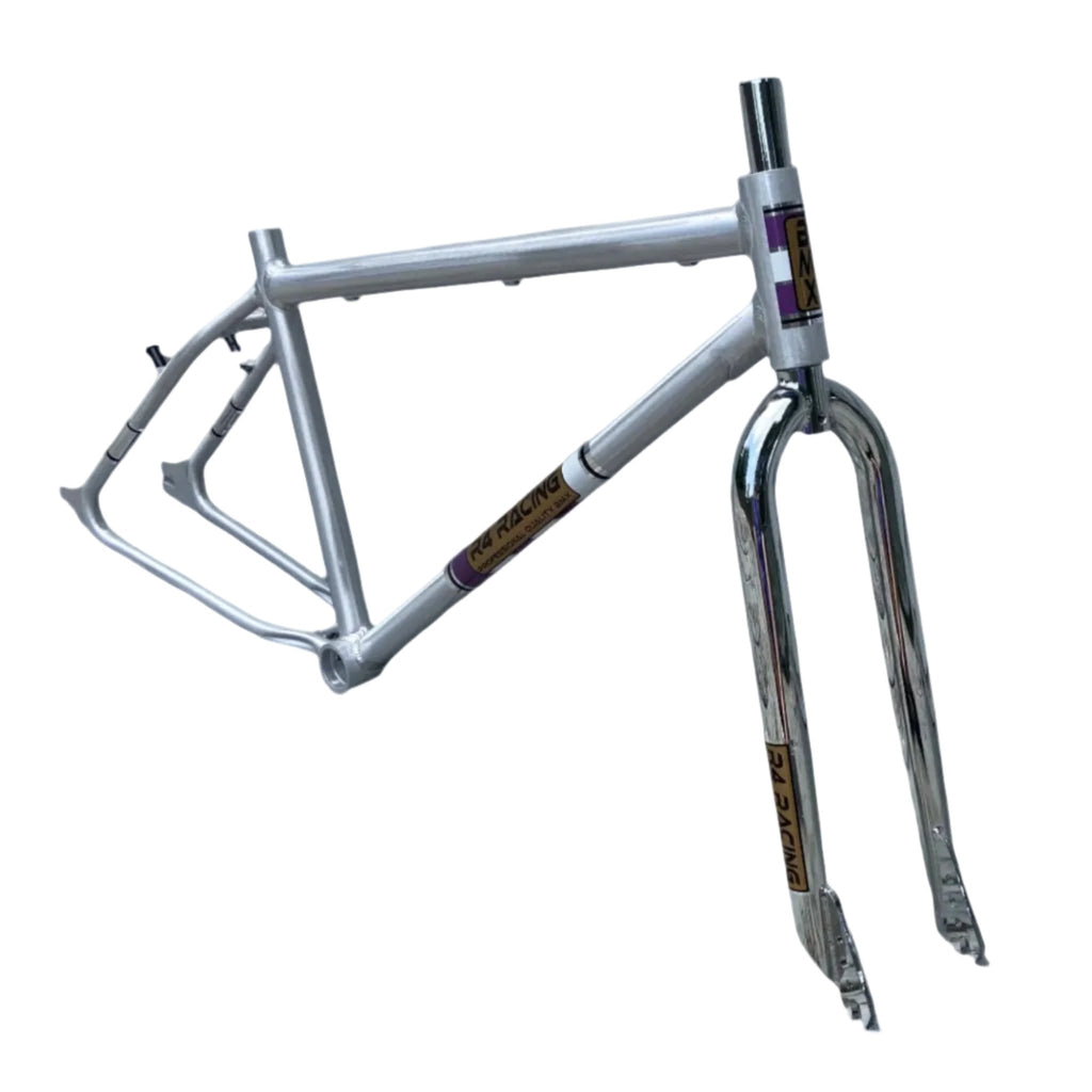 R4 Retro 6061 Aluminum 29" Pro BMX Frame & Chrome Fork, Raw W/ Clear Coat Decals Included - R4 Products