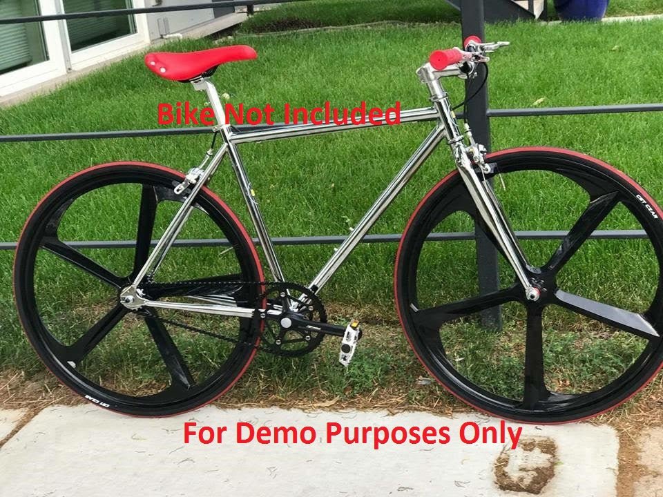 Premium 29″ CNC BMX Cruiser 5 - Spoke Alloy Rims Bicycle Sealed Wheel Set, Gloss Black, Non CNC for Disc Brakes - R4 Products