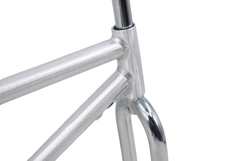 R4 Retro 6061 Aluminum 29" Pro BMX Frame & Chrome Fork, Raw W/ Clear Coat Decals Included - R4 Products